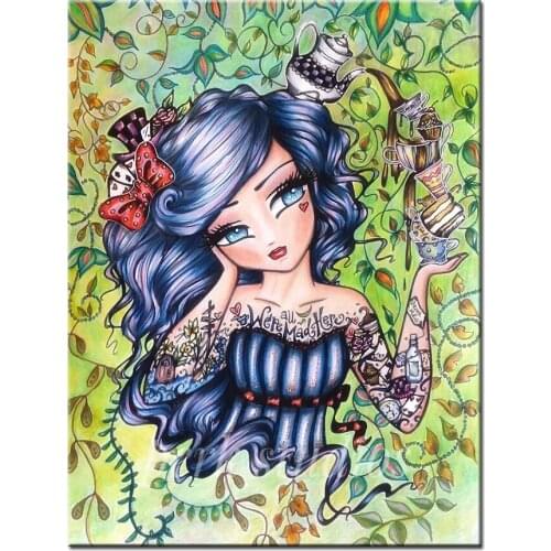 5D Cross Stitch Full Square drill Diamond Painting Cartoon Big Eyes Fairy 3D Embroidery Home Decor Diamond Mosaic Set,B124
