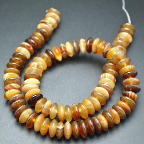 4x10mm Banded Brown Coffee Color Stone Rondelle Spacer Loose Beads