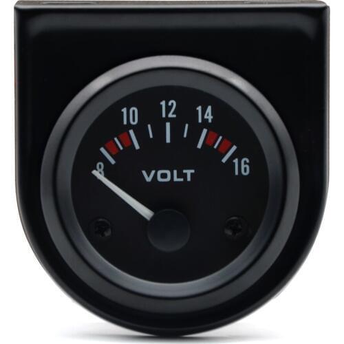 DepoTuning 2Inch 52mm Universal Car Analog Voltage Gauge 8-16V White LED with Black Gauge Holder Combination