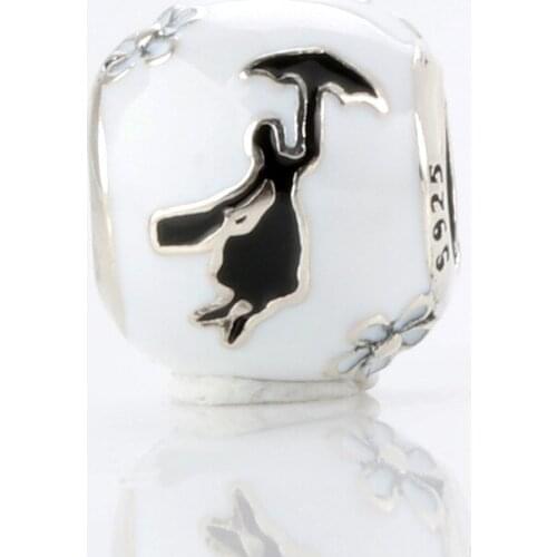 DoDoFly Authentic S925 Sterling Silver Fairy Mary White Flower Beads Fit Original Charms Bracelet Necklace DIY Jewelry Making