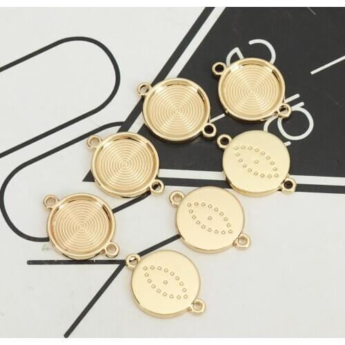 DoreenBeads Zinc Based Alloy Cabochon Settings Connectors Findings Round Gold Eye Carved (Fits 14mm Dia.) 22mm x 16mm,10 PCs