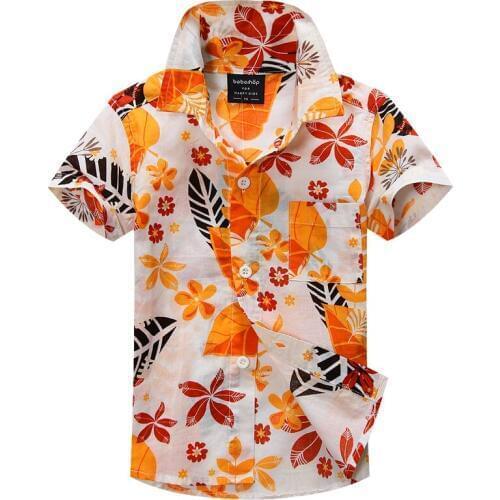 Cotton 100% floral shirt hawaiian shirt aloha shirt for boy T1510