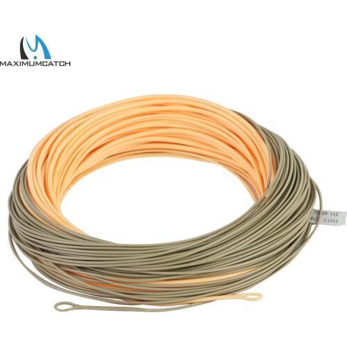 Maximumcatch Single handed Spey Fly Fihsing Line WF3F-8F 90ft With 2 welded loops peach/camo Fly Line