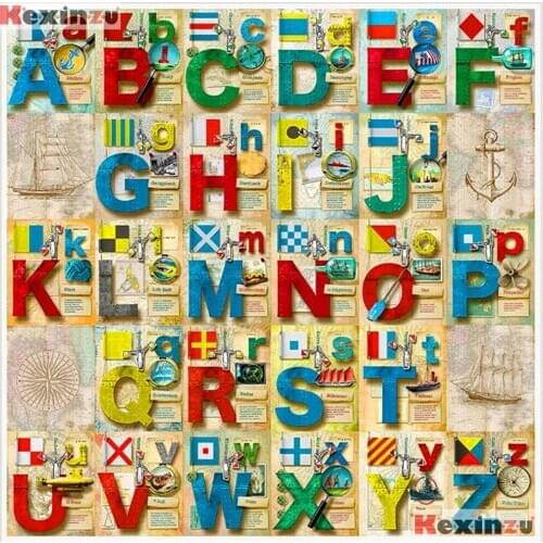 Kexinzu Full Square,Round Drill 5D DIY Diamond Painting English alphabet Diamond Embroidery Cross Stitch 3D Home Decor Y33145