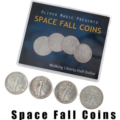Space Fall Coins (Walking Liberty Half Dollar) Magic Tricks Coin Magia Magician Close Up Street Illusion Gimmick Mentalism Props