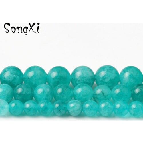 Natural Stone Amazonite Round Beads Sky Blue Loose Spacer Beads for Jewelry Making DIY Bracelet Necklace 6 8 10mm 15'' Wholesale
