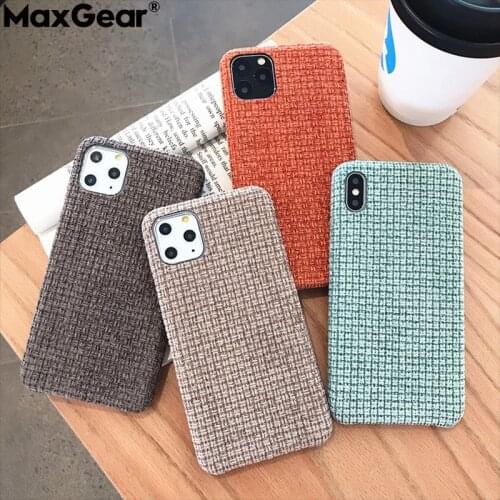 Fashion Simple Cloth Cases For iPhone 11 Pro Max XS X XR 6 6S 7 8 Plus Soft Silicone Slim Warm Plush Plaid Fabric Cover iPhone11