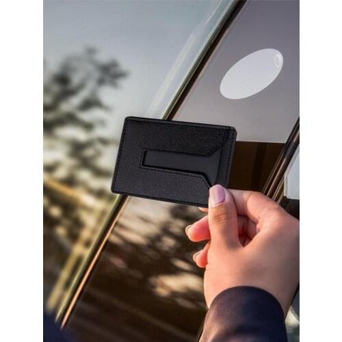 Fashion Leather Key Card Holder For Tesla Model 3 Y Leather Key Protector Holder Card Protector Cover Keychain Car Accessories