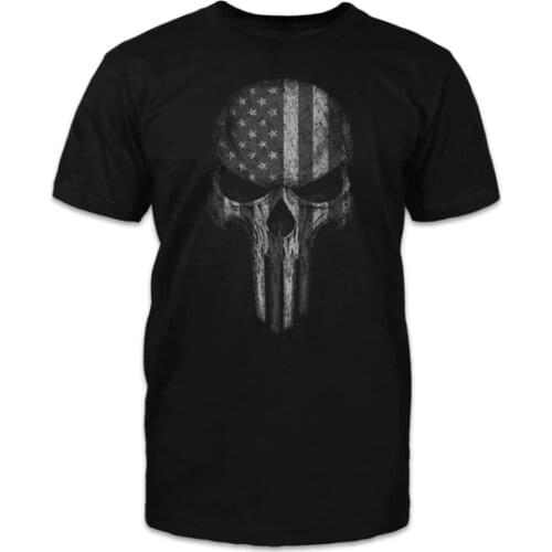 American Flag Skull Mens T-Shirt Summer Cotton Short Sleeve O-Neck T Shirt New S-3XL