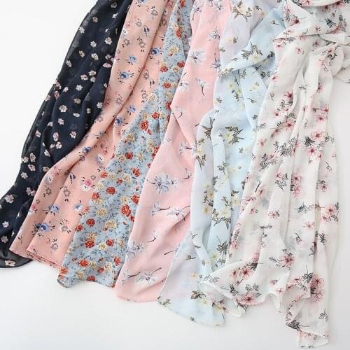 20pcs/lot printed chiffon scarf hijab flower shawl lightweight women muslim scarves summer popular turban wrap180-70cm