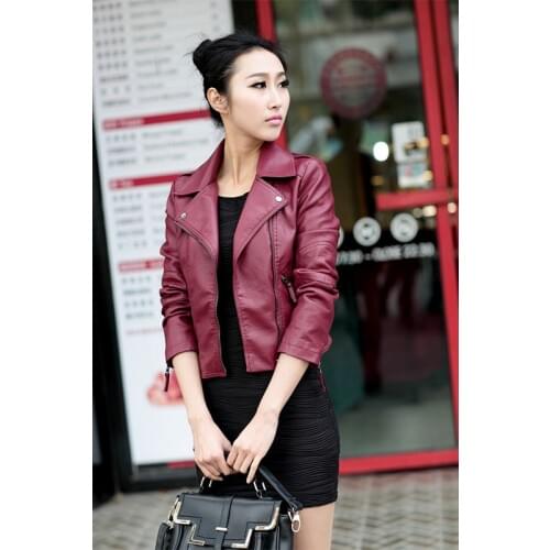 2021 Autumn Women Black Slim Cool Lady PU Leather Jackets Sweet Female Zipper Faux Femme Outwear Coat Plus Size