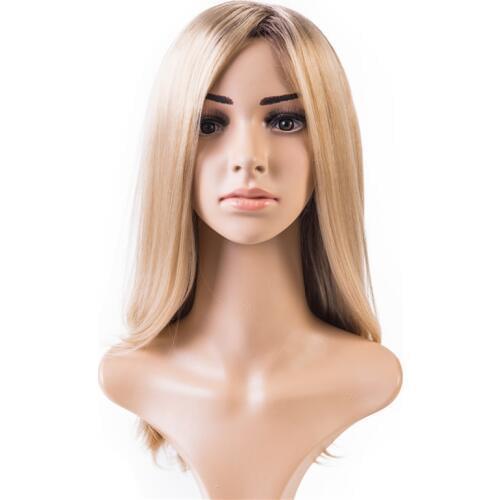 Blonde Gradient Wigs High Temperature Fiber Synthetic Hair Pieces Long 20inch Machine Made Side Parting Wig for the White Women