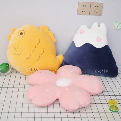 Japanese-style Plush Pillow Taiyaki&Cherry Blossoms&Mount Fuji&Carp Streamer&Wild Boar Stuffed Cartoon Cushion Doll Decor Gifts