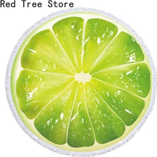 150CM Beach Shower Towel Lemon Kiwi Fruit Pattern Bath Travel Blanket Digital Printing Yoga Picnic Mat with Tassels for Swimming