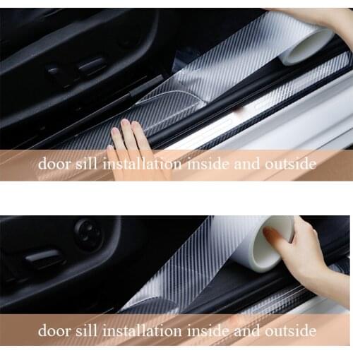 Transparent Carbon Fiber Car Sticker Door Edge Film Anti Scratch Auto Door Sill Protector for Bumper Trunk Household Car Styling