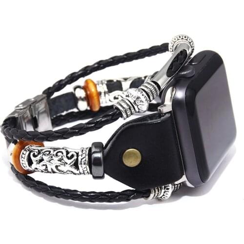 Brown Leather Band Loop Strap For Apple Watch 6 SE 5 4 3 2 38mm 40mm , Men Leather Watch Band for iwatch 5 4 44mm 42mm Bracelet