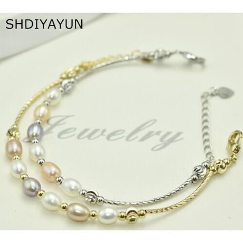 SHDIYAYUN Charm Bracelet Pearl Jewelry Cute Sweet Simple Female Personality Natural Freshwater Pearl Multicolour Bracelet Bead