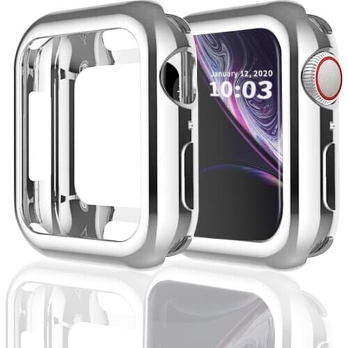 Silicone Slim Soft Case for Apple Watch Series 1 2 3 38MM 42MM Plating Protective Cover for iwatch Series 4 5 40MM 44MM