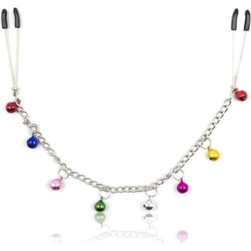 Adult Products Breast Clip Iron Chain Slender 8 Colored Bells Lengthened Metal Iron Mimi Clip For Women