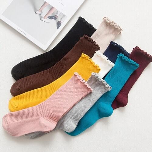 Frilly socks skateboard candy harajuku kawaii cute happy white streetwear calcetines de la mujer women woman kobieta skarpety