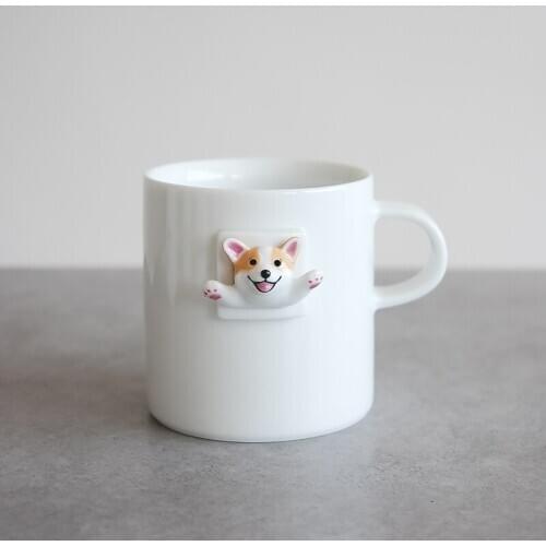 Japanese Creative Dog Coffee Mugs Bone China 3D Luxury Tea Mugs Cute Couple Gift Milk Cups Tazas De Cafe Classic Mugs AC50MU