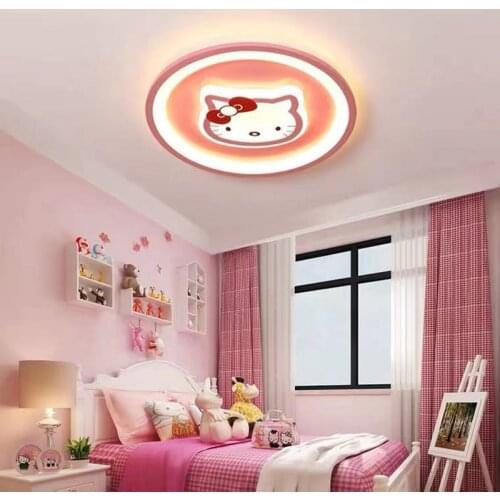 Dimmable cute pink girl princess ceiling lights chandeliers bedroom light child baby kids room plafonnier led ceiling lamp cat