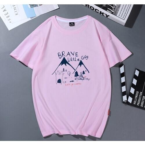 Print T Shirt for Women Women Round Neck S-3XL T-shirt Plus Size 100% Cotton T Shirt Harajuk Short Sleeve Tees Kpop Cute