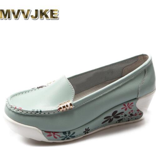 MVVJKE New designer women platform shoes 2018 summer genuine leather loafers woman casual slip on flats shoes on platform female