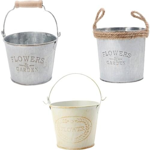 3 Pieces Shabby Chic Vintage Flower Vase Jug Pot French Flower Bucket Home Decor