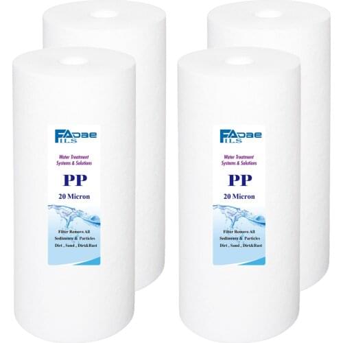 4 PACK OF 20 Micron Big Blue PP Spun Water Filter Cartridges 10" x 4.5" Whole House Sediment