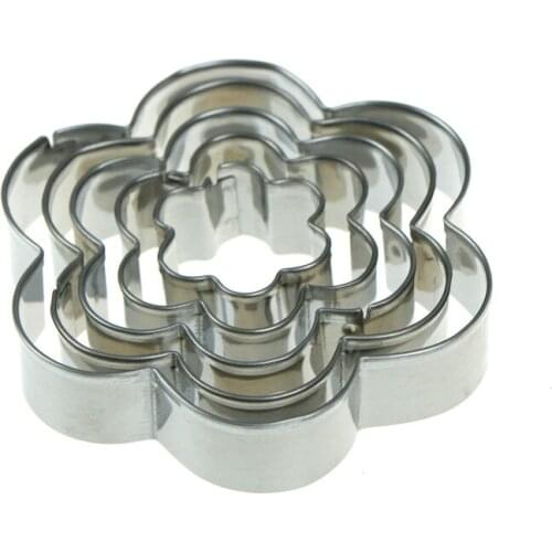 5pcs Flower Shape Stainless Steel Cookie Cutter Cake Baking Mould Biscuit Diy Mould