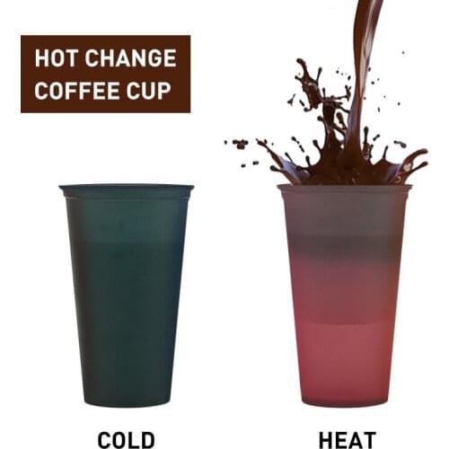 5 PCS/Set Color Changing Coffee Cups Cold Water Reusable Plastic Tumbler 473ml For Home Festival Party Xmas Bar Decor Gifts