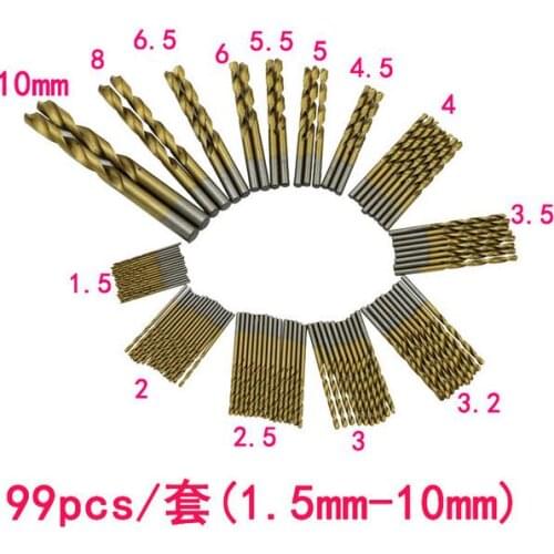 99PC Titanium Coated HSS High Speed Steel Drill Bit Set Tool 1.5-10 mm For Meta DrillS FREE SHIP ml174