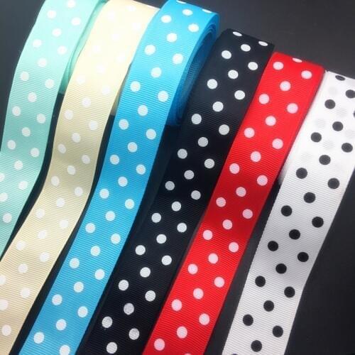 Wholesale 5 Yards 1Inch 25mm Wide Dots Printed Grosgrain Ribbon Hair Bow/Christmas/wedding DIY Sewing Craft #002