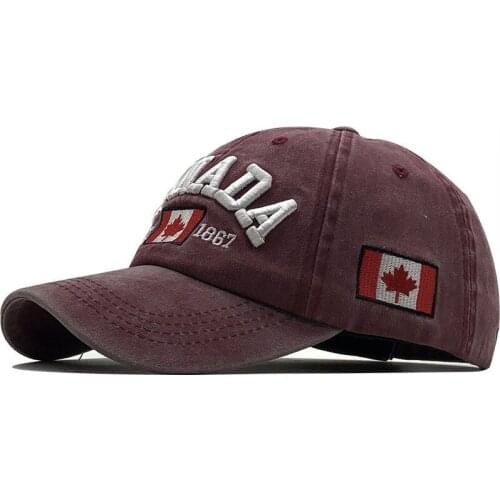 Fishing baseball cap with maple leaf pattern washed cotton CANADA letters embroidery baseball sports cap