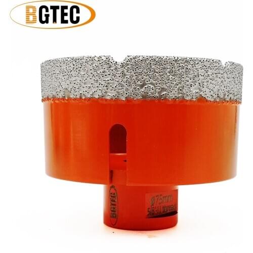 BGTEC 1pc 75mm Vacuum brazed Drilling Bits 5/8-11 Connection porcelain tile Drill Core Bit marble, stone, masonry Hole Saw Crown
