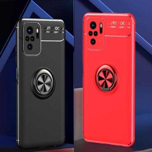 Redmi Note 10 4G Case Magnetic Car Mount Protective Cover For Xiaomi Redmi Note 10s Shockproof Finger Ring Stand Phone Cover
