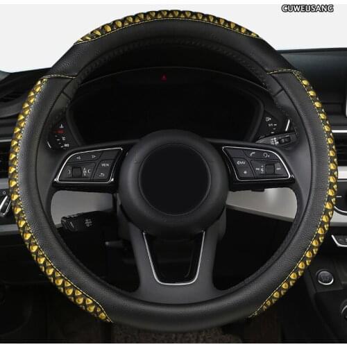 CUWEUSANG Leather Car Steering Wheel Cover For Jaguar XF XE F Pace XJ X-type Ruitar E Pace Emblem S-type