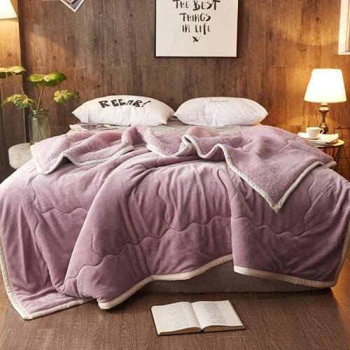32Double sided Fleece blankets and throws Adult Thick Warm winter Blankets queen Flannel purple Blankets On Bed Christmas gifts