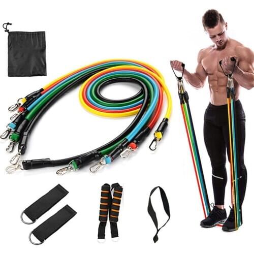 Fitness Insanity Resistance Band Set 5 Stackable Exercise Bands with Waterproof Carrying Case Door Anchor Attachment Legs Ankle