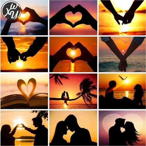 Sunset Scenic Diamond Painting Full Diamond Embroidery Couples Love Diamond Mosaic Embroidery Diamond Painting Accessories Decor