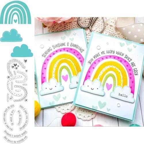 Rainbow&Cloud&Love With Phrase Stamps And Dies For Card Making 2020 Clear Stamps And Dies For Scrapbooking