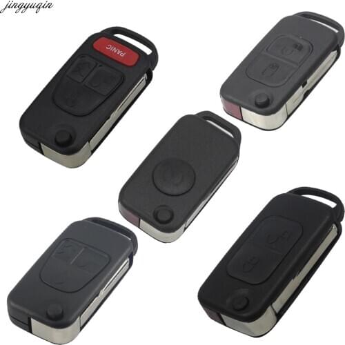 Jingyuqin Remote Key Shell Flip Folding For Mercedes Benz A160 B200 W124 W202 W210 HU39 HU64 1/2/3/4 Button Uncut Key Blade
