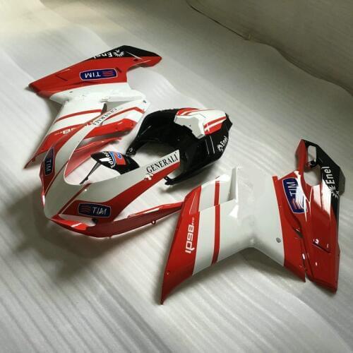 Injection mold Fairing KIT for DUCATI 848 1098 1198 08 09 Ducati ducati 1098 2008 2009 ABS Red white Fairings set+gifts DA07