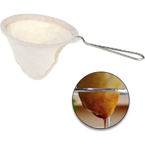 Reusable Coffee Filter Bag Stainless Steel Handle Flannel Cloth Strainer for Soybean Tea Coffee Filter Dropping Pot Mesh Basket