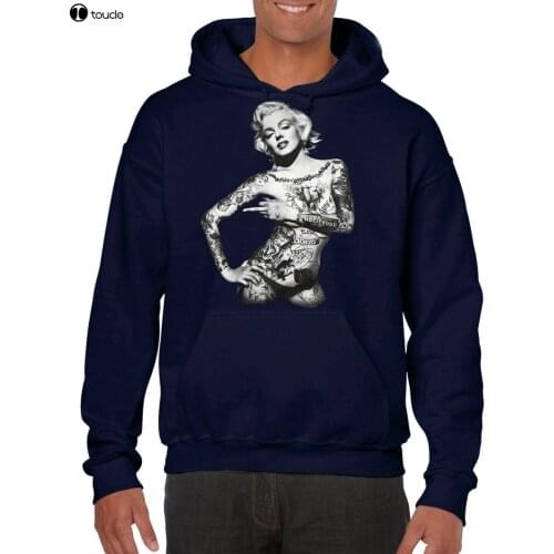 Men Short Sleeves Rockabilly Tattoo Herren for Biker Mit Sexy Pin Up Girl Marilyn Monr Hoodies Sweatshirt