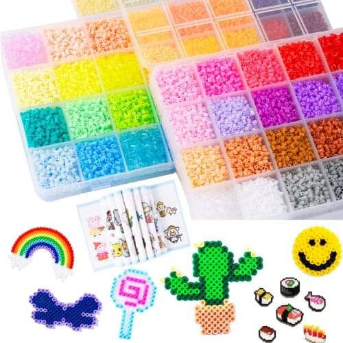 Fuse Beads Kit - 39000pcs 2.6mm Hama Beads Puzzle Toys 72 Colors DIY Perler Beads for Children Adults 3D Puzzles Fuse Beads Hama