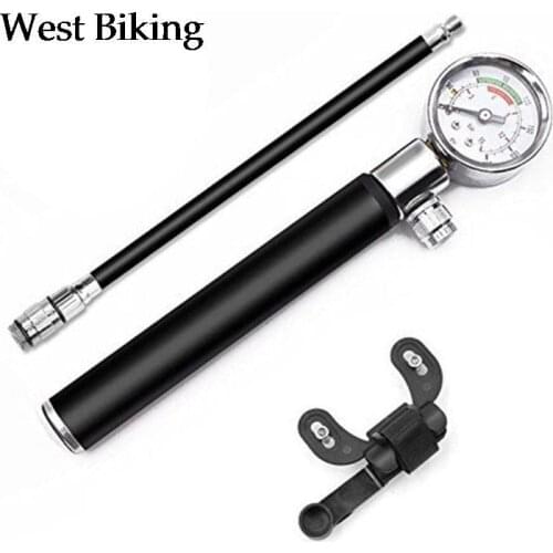 Mini Bike Pump with Gauge High Pressure Scalable Cycling Shock Tire Hand Bicycle Air Supply Inflator