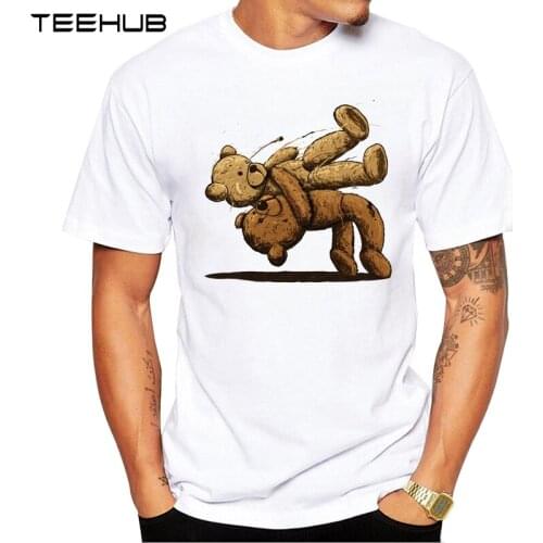 New Arrivals 2019 TEEHUB Cool Mens Fashion Bear Hug Design T-Shirt Short Sleeve O-neck Tops Hipster Tee