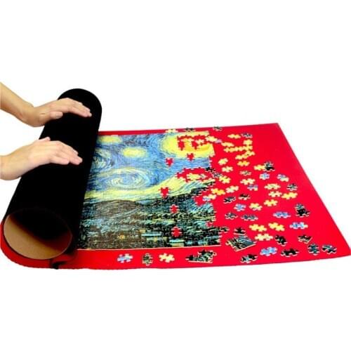 New Puzzle Mat Roll Up for Jigsaw Puzzles Upto 2000Pcs, Jigsaw Puzzles Roll Up Mat with Paper Tube,3 Elastic Fasteners